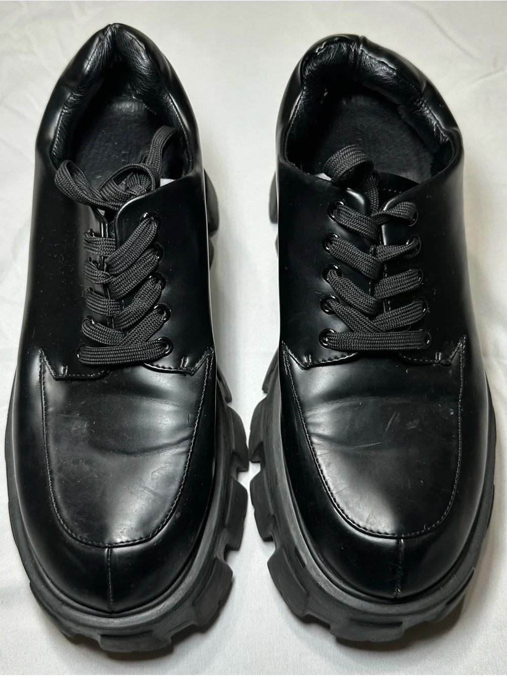 Princess Polly Mia Black Chunky Platform Oxfords Sz 9